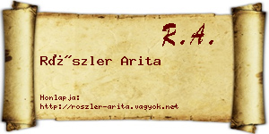 Röszler Arita névjegykártya